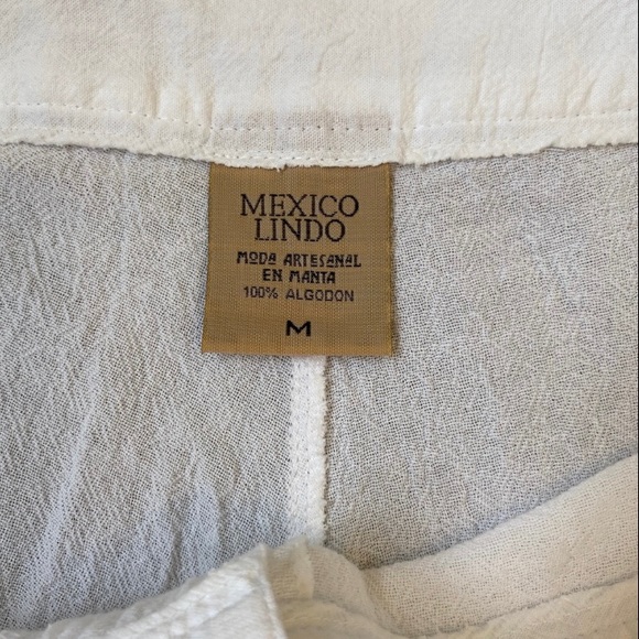 Mexico Lindo cotton wide legged beach capris with lace trim. Women's size M - Picture 4 of 4